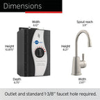 INSINKERATOR H250SN-SS Instant Hot Water Dispenser System, Single-Handle Faucet with 2/3-Gallon Stainless Steel Tank