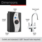INSINKERATOR HC250SN-SS Instant Hot & Cold Water Dispenser System, 2-Handle Drinking Water Faucet with 2/3-Gallon, Stainless Steel Tank