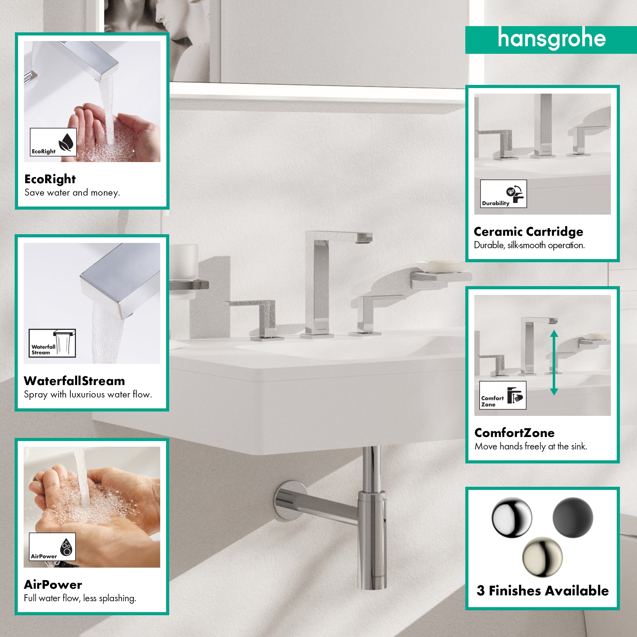 HANSGROHE 73031001 Tecturis E Widespread Faucet 150, 1.2 GPM - Chrome