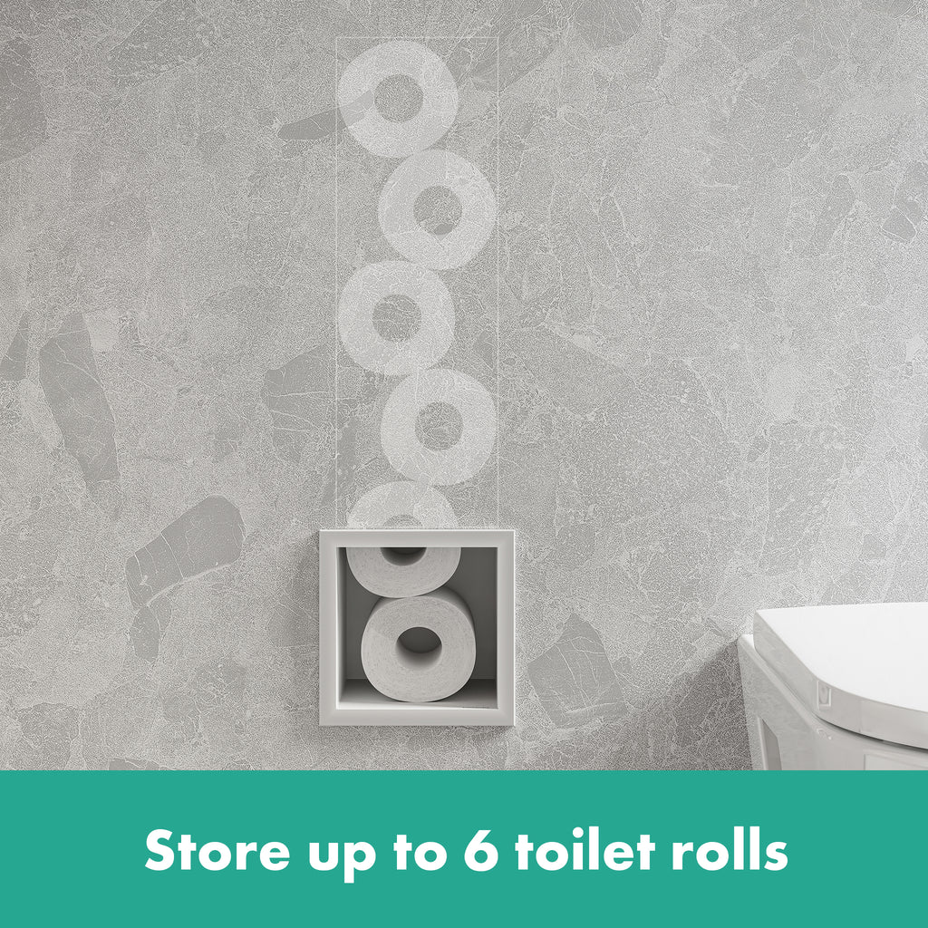 HANSGROHE 56058700 XtraStoris Original Recessed Toilet Paper Holder with Storage & Tileable Door - Matte White
