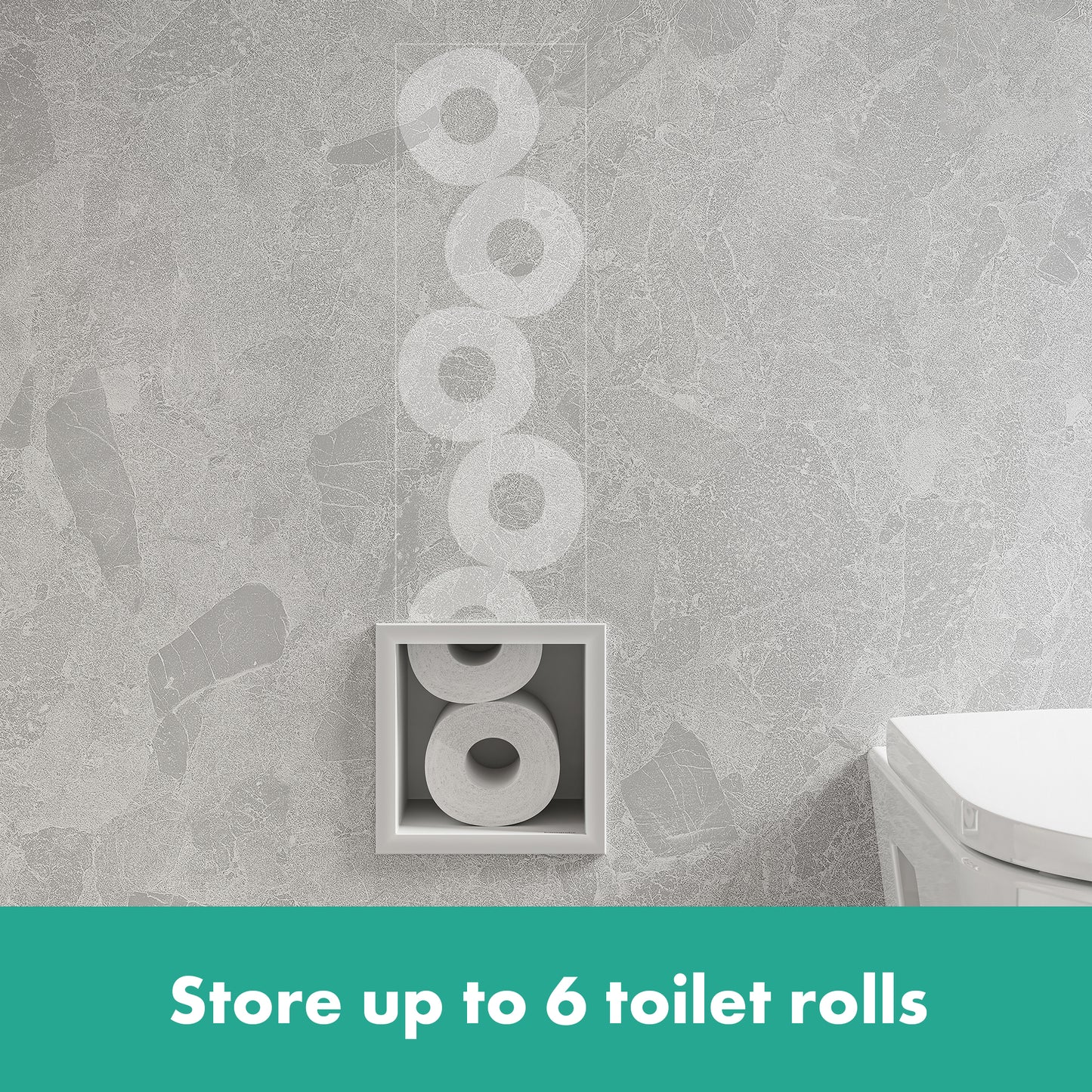 HANSGROHE 56058700 XtraStoris Original Recessed Toilet Paper Holder with Storage & Tileable Door - Matte White