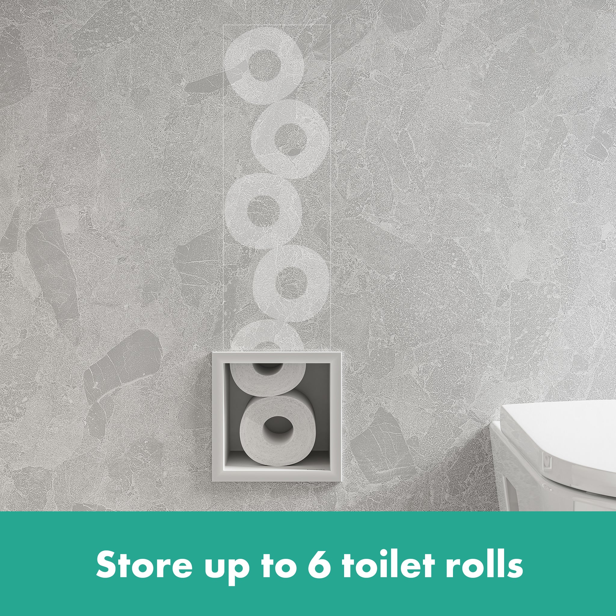 HANSGROHE 56058700 XtraStoris Original Recessed Toilet Paper Holder with Storage & Tileable Door - Matte White