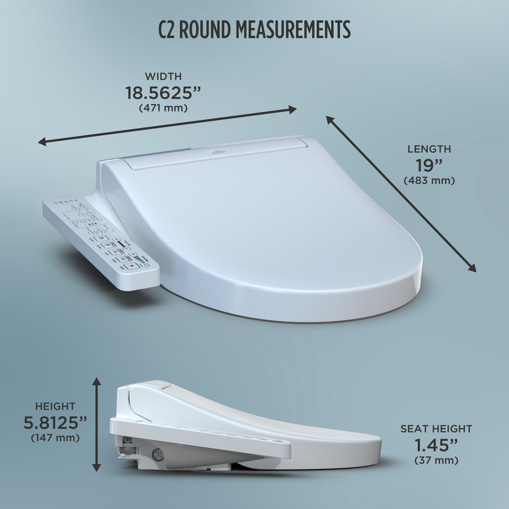 TOTO SW3073#01 Washlet C2 Electronic Bidet Toilet Seat With Premist And Ewater+ Wand Cleaning - Cotton White