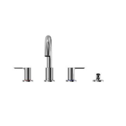TOTO TBS01202U#CP Lb Two-Handle Deck-Mount Roman Tub Filler Trim With Handshower - Polished Chrome