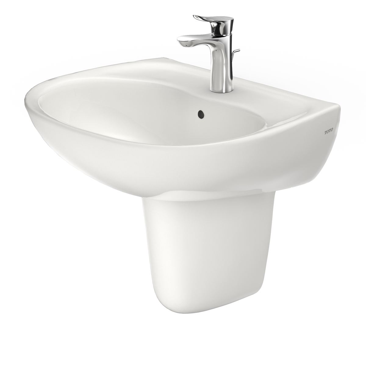 TOTO LHT241G#11 Supreme Oval Wall-Mount Bathroom Sink With Cefiontect And Shroud For Single Hole Faucets - Colonial White