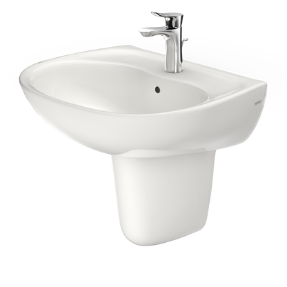 TOTO LHT241G#11 Supreme Oval Wall-Mount Bathroom Sink With Cefiontect And Shroud For Single Hole Faucets - Colonial White