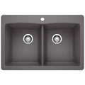 BLANCO 441466 Diamond Diamond SILGRANIT 33" 50/50 Double Bowl Dual Mount Kitchen Sink - Cinder in Cinder