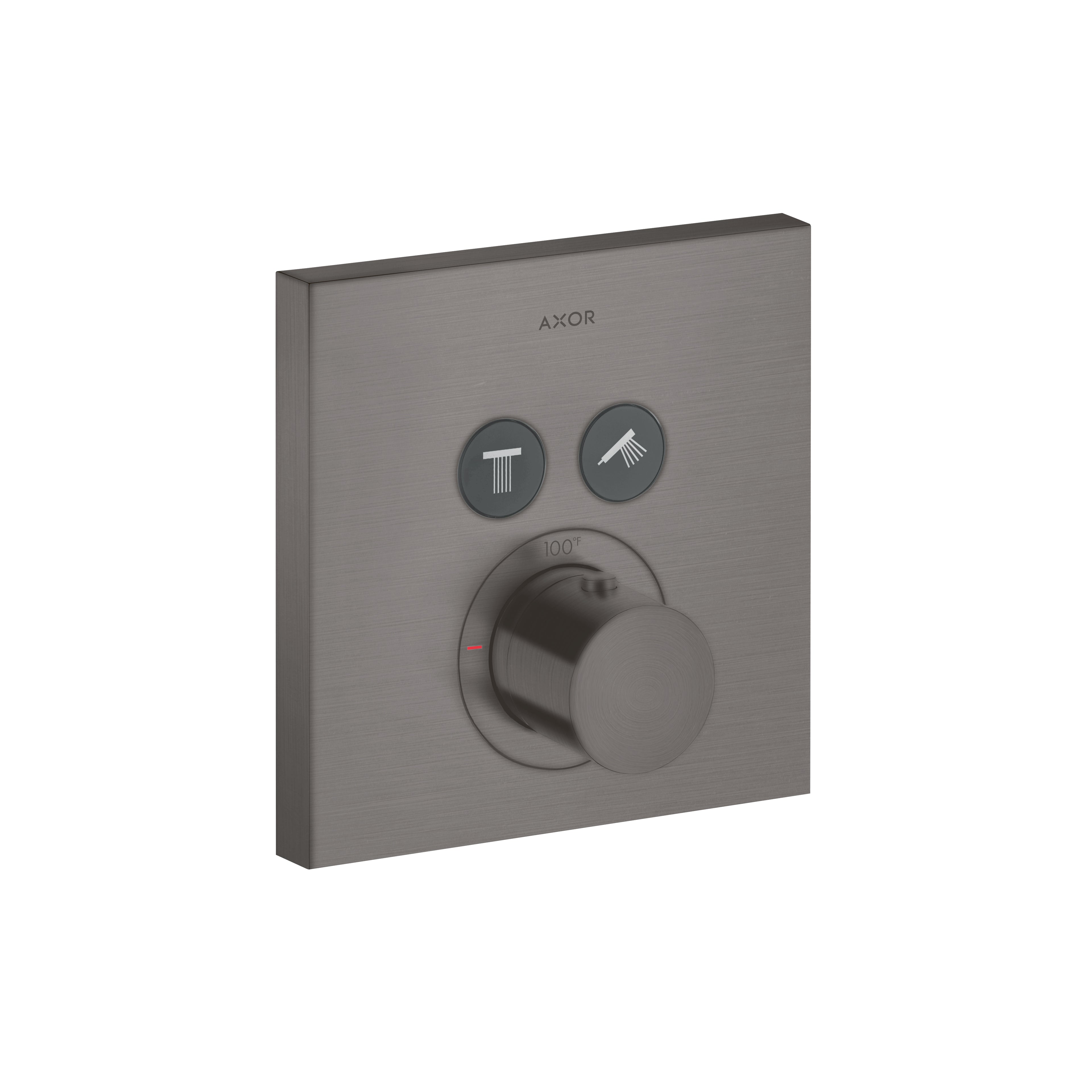 AXOR 36715341 ShowerSelect Thermostatic Trim Square for 2 Functions - Brushed Black Chrome