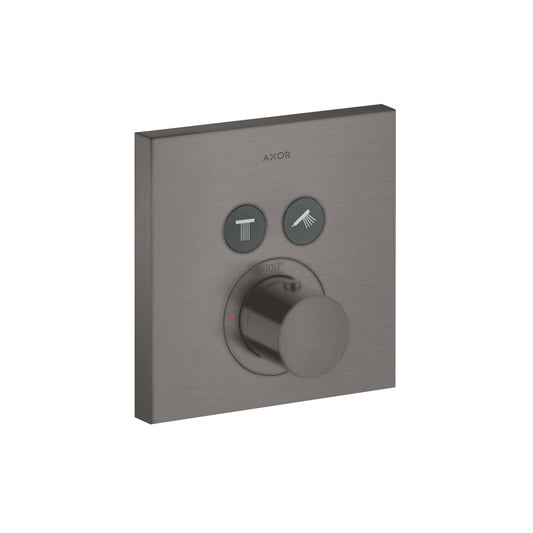 AXOR 36715341 ShowerSelect Thermostatic Trim Square for 2 Functions - Brushed Black Chrome