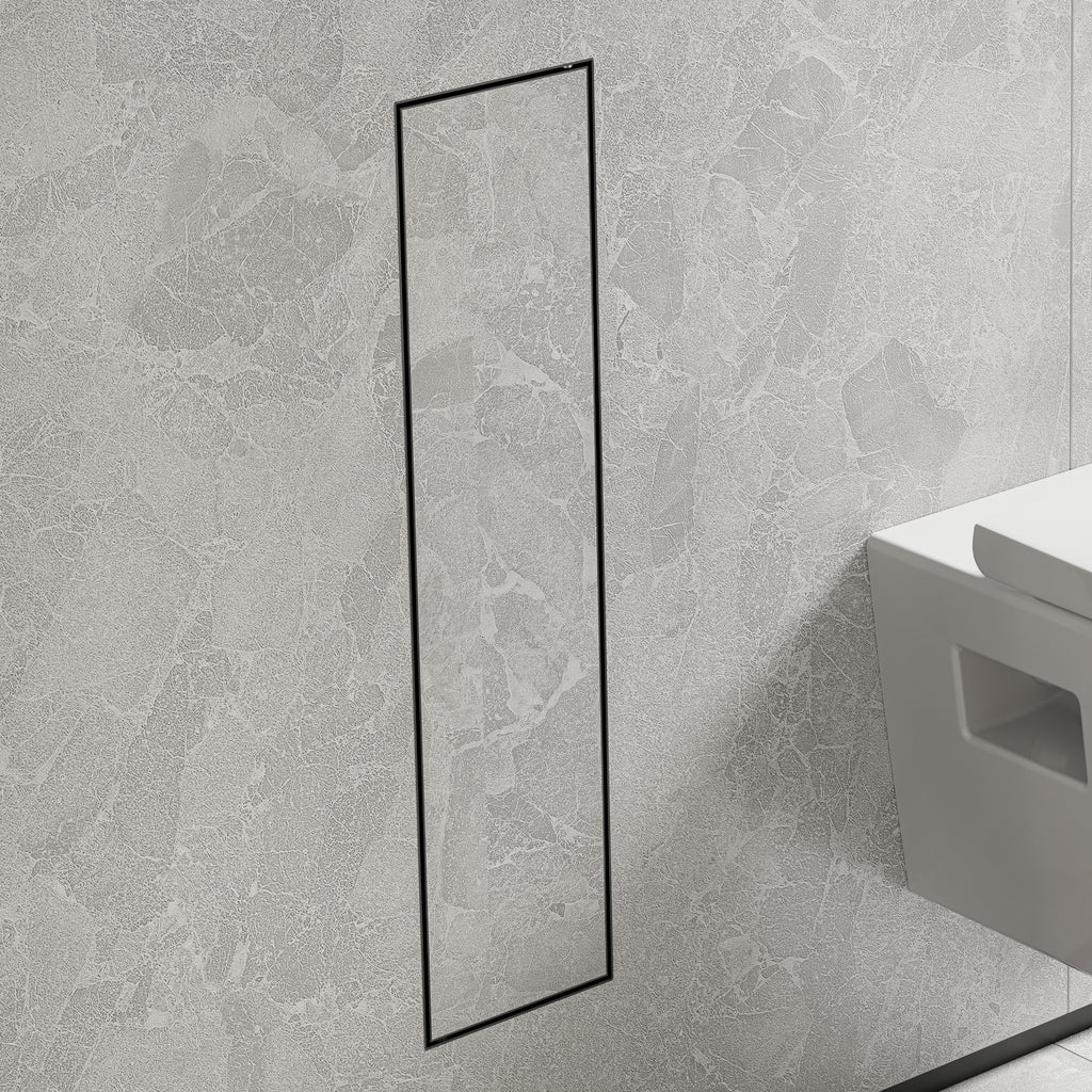 HANSGROHE 56060670 XtraStoris Rock Recessed Toilet Brush Holder with Shelf & Tileable Door - Matte Black