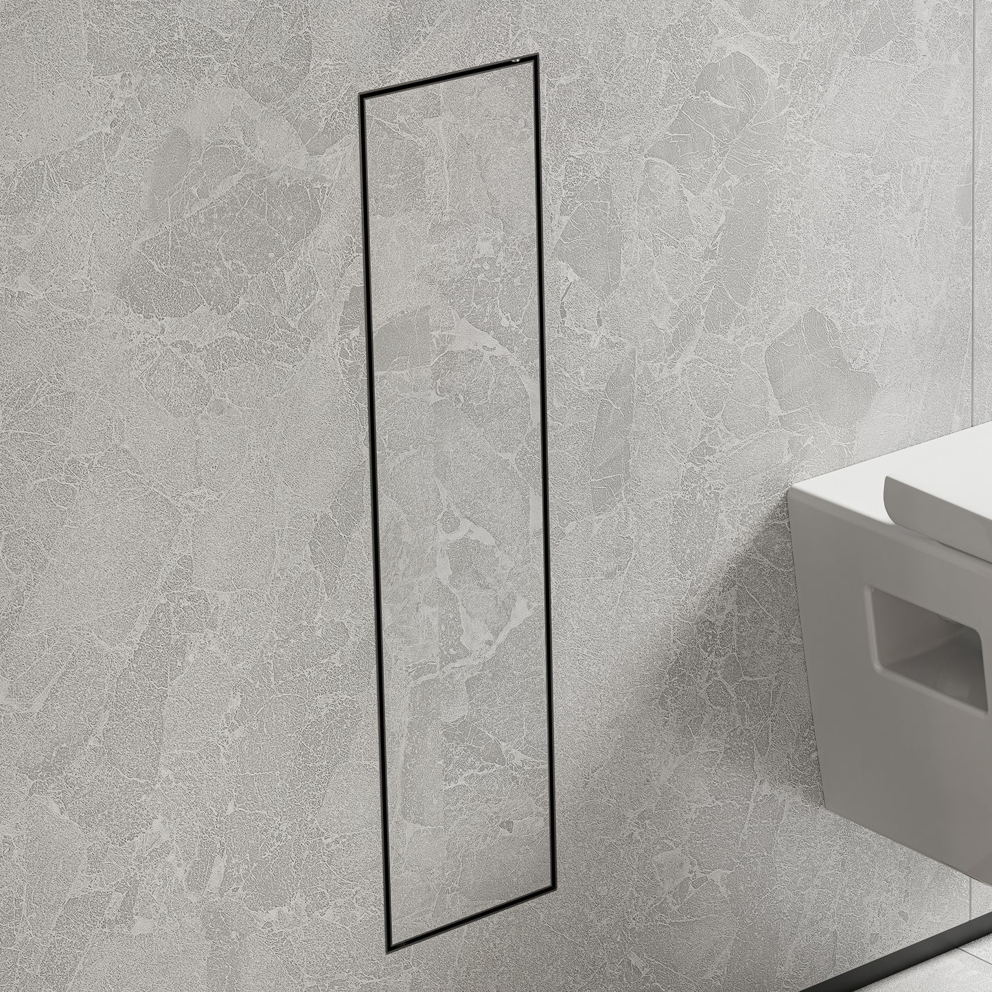 HANSGROHE 56060670 XtraStoris Rock Recessed Toilet Brush Holder with Shelf & Tileable Door - Matte Black