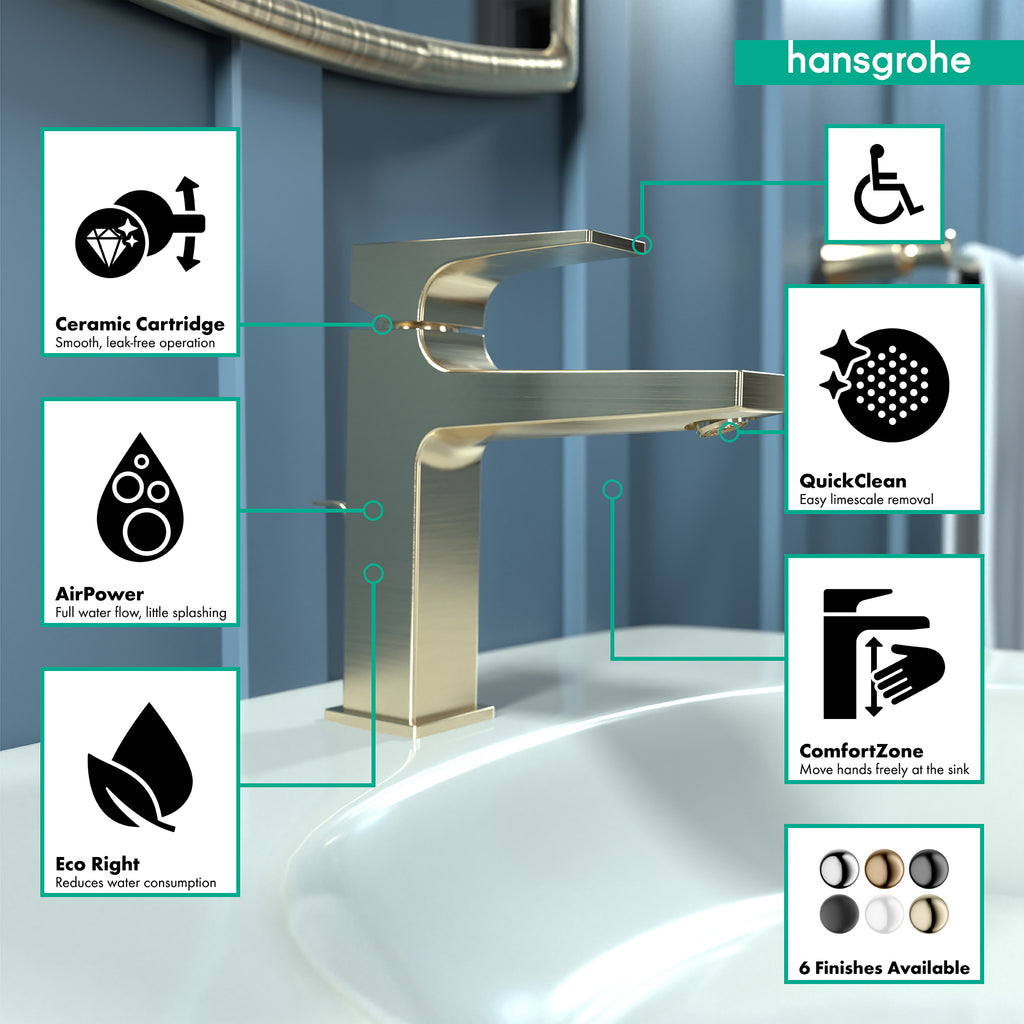 HANSGROHE 32506141 Metropol Single-Hole Faucet 110 with Lever Handle and Pop-Up Drain, 1.2 GPM - Brushed Bronze