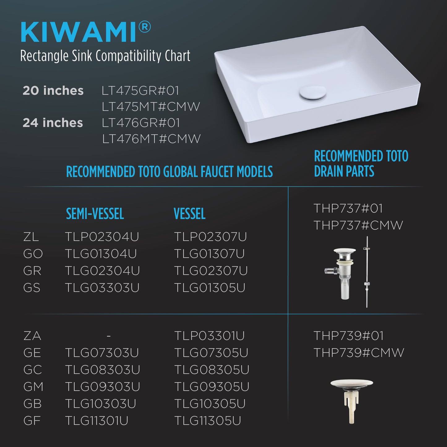 TOTO LT476MT#CMW Kiwami Rectangular 23" Vessel Bathroom Sink with CEFIONTECT , Clean Matte