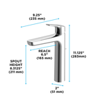 TOTO TLG03305U#CP Gs Series 1.2 Gpm Single Handle Bathroom Faucet For Vessel Sink With Comfort Glide Technology And Drain Assembly - Polished Chrome
