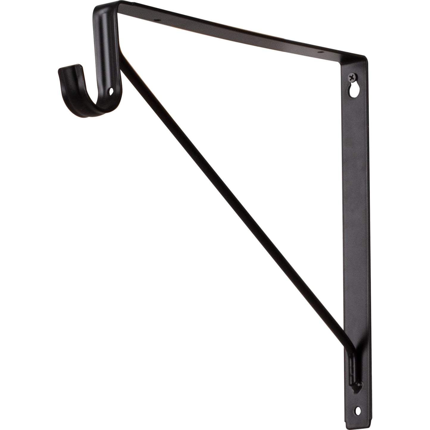 HARDWARE RESOURCES 1516MB Matte Black Shelf Bracket with Rod Support for 1-5/16" Round Closet Rods - Matte Black