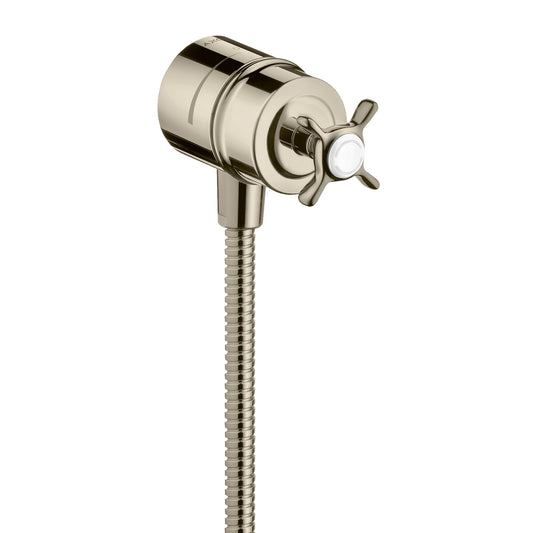 AXOR Montreux Wall Outlet with Check Valves and Volume Control, Cross Handle in Polished Nickel