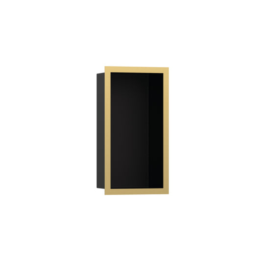 HANSGROHE 56095990 XtraStoris Individual Wall Niche Matte Black with Design Frame 12"x 6"x 4" in Polished Gold Optic