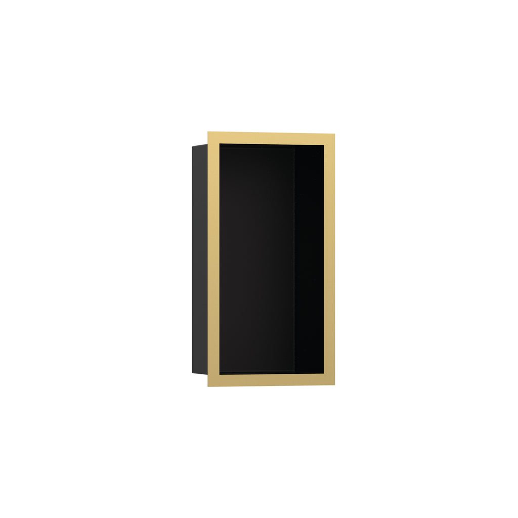 HANSGROHE 56095990 XtraStoris Individual Wall Niche Matte Black with Design Frame 12"x 6"x 4" - Polished Gold Optic