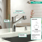HANSGROHE 06462000 Talis S Kitchen Faucet, 2-Spray Pull-Out, 1.75 GPM - Chrome