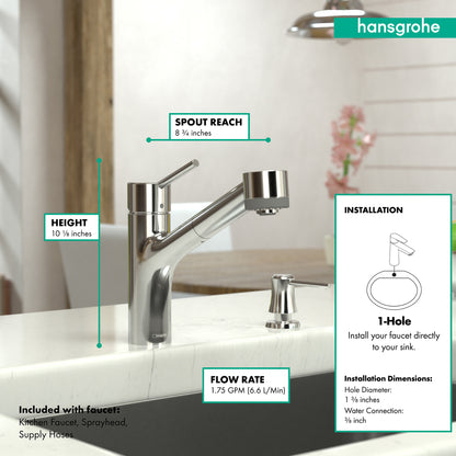HANSGROHE 06462000 Talis S Kitchen Faucet, 2-Spray Pull-Out, 1.75 GPM - Chrome