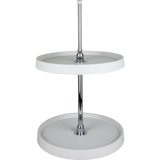 HARDWARE RESOURCES PLSMR18 18" Round Two-Shelf Plastic Lazy Susan Set with Chrome Hubs - White