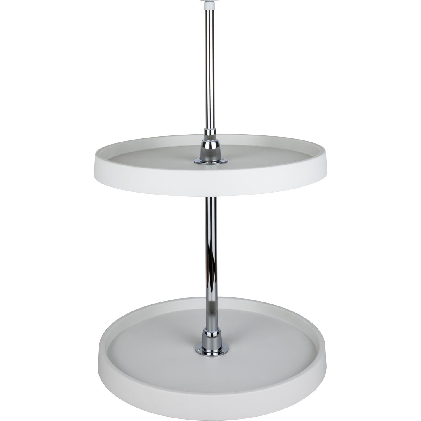 HARDWARE RESOURCES PLSMR28 28" Round Two-Shelf Plastic Lazy Susan Set with Chrome Hubs - White