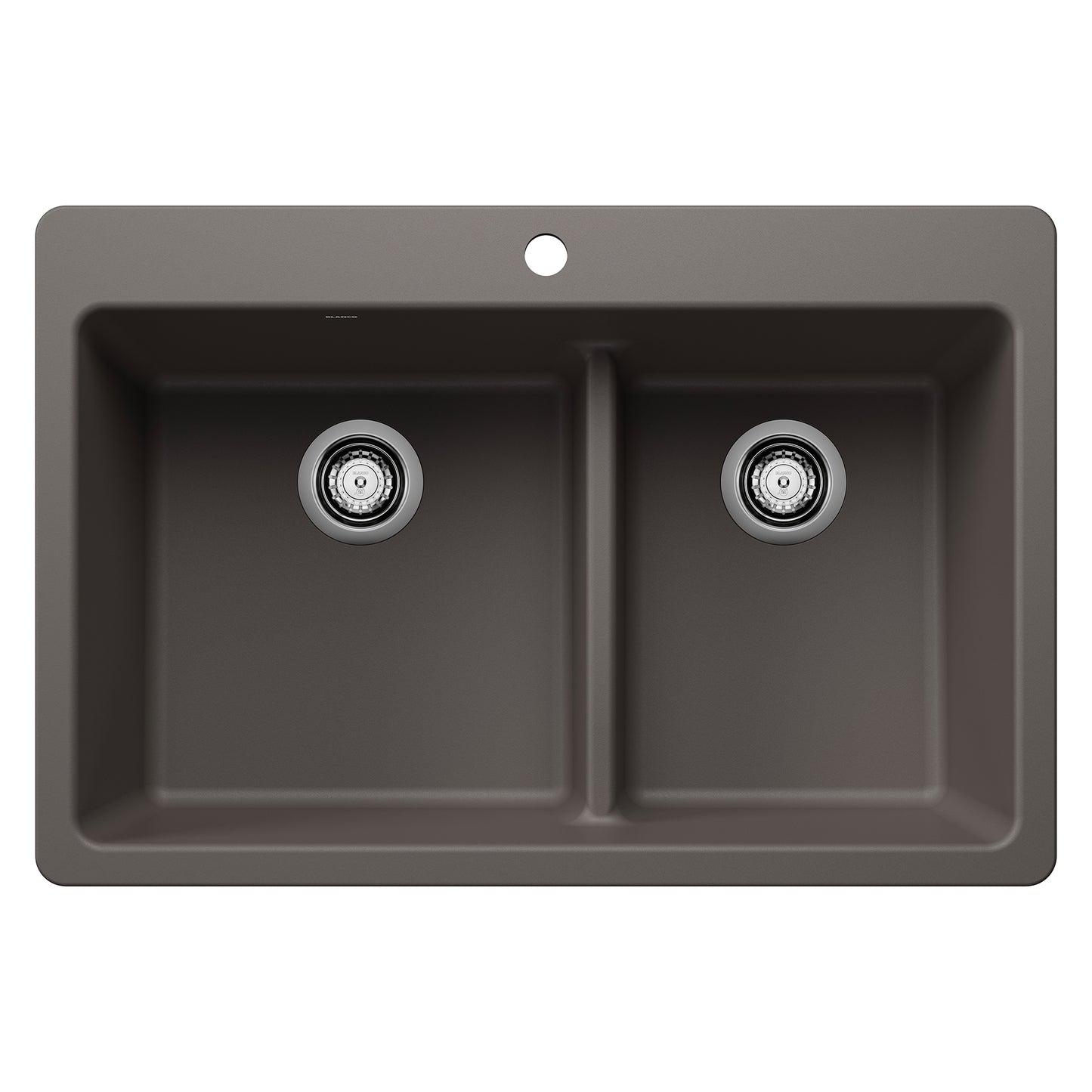 BLANCO 443216 Liven Liven SILGRANIT 33" 60/40 Double Bowl Dual Mount Kitchen Sink with Low Divide - Volcano Gray in Volcano Gray