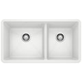 BLANCO 441125 Precis Precis SILGRANIT 33" 60/40 Double Bowl Undermount Kitchen Sink - White in White