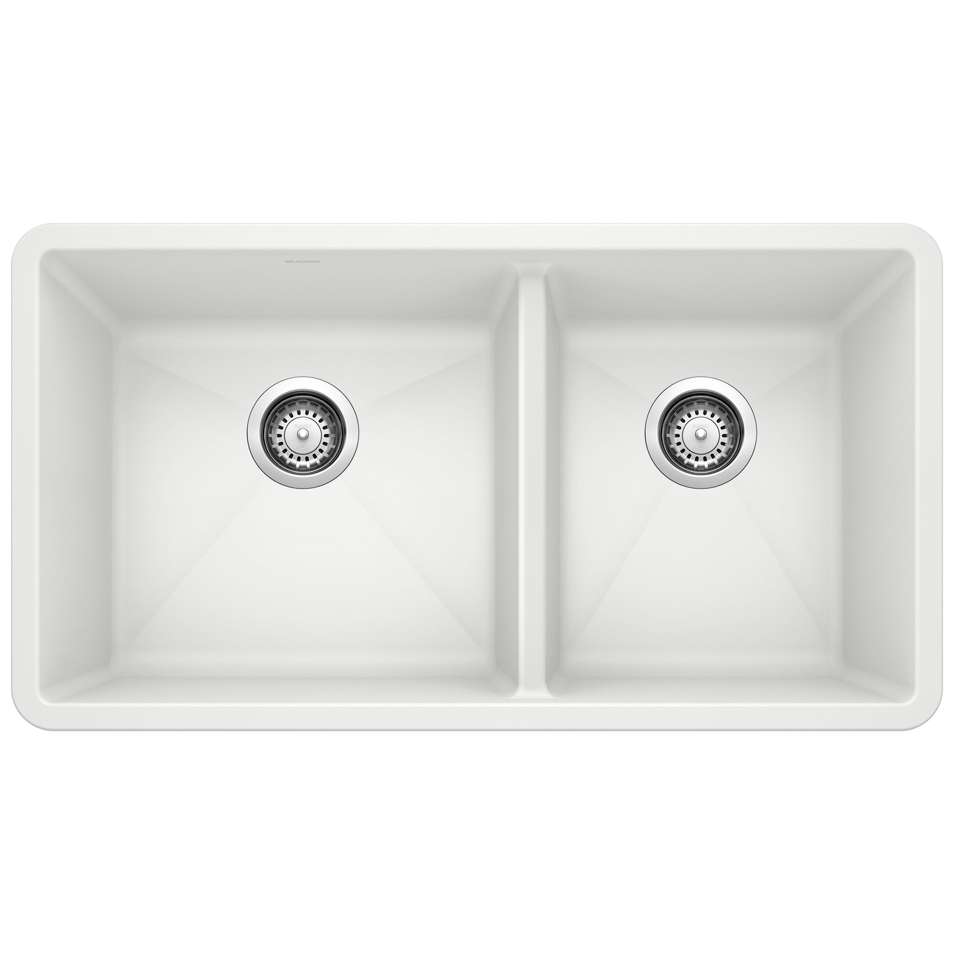 BLANCO 441125 Precis Precis SILGRANIT 33" 60/40 Double Bowl Undermount Kitchen Sink - White in White