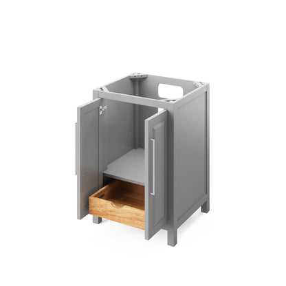 JEFFREY ALEXANDER VKITCAD24WHWCR 24" White Cade Vanity, White Carrara Marble Vanity Top, undermount rectangle bowl - White