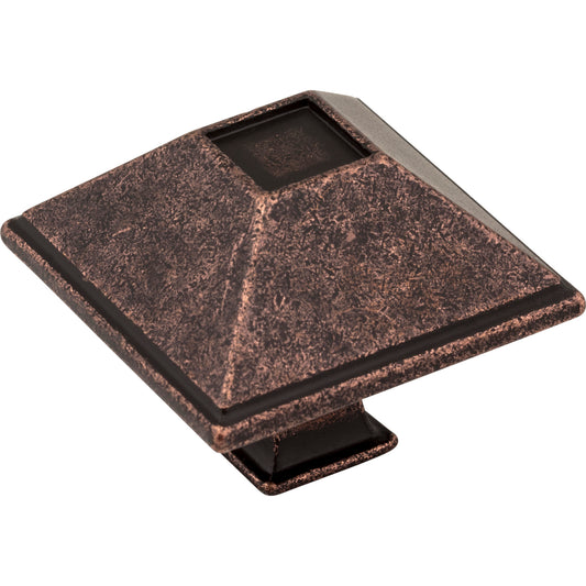 JEFFREY ALEXANDER 602DMAC Tahoe 1-1/2" Length Square Knob - Distressed Oil Rubbed Bronze