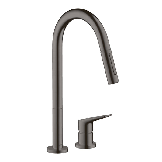 AXOR 34822341 Citterio M 2-Hole Single-Handle Kitchen Faucet 2-Spray Pull-Down, 1.75 GPM - Brushed Black Chrome