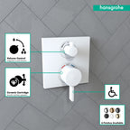 HANSGROHE 15714701 Ecostat Square Thermostatic Trim with Volume Control and Diverter - Matte White