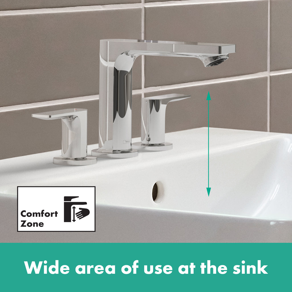 HANSGROHE 72532671 Rebris E Widespread Faucet 110 with Pop-Up Drain, 1.2 GPM - Matte Black
