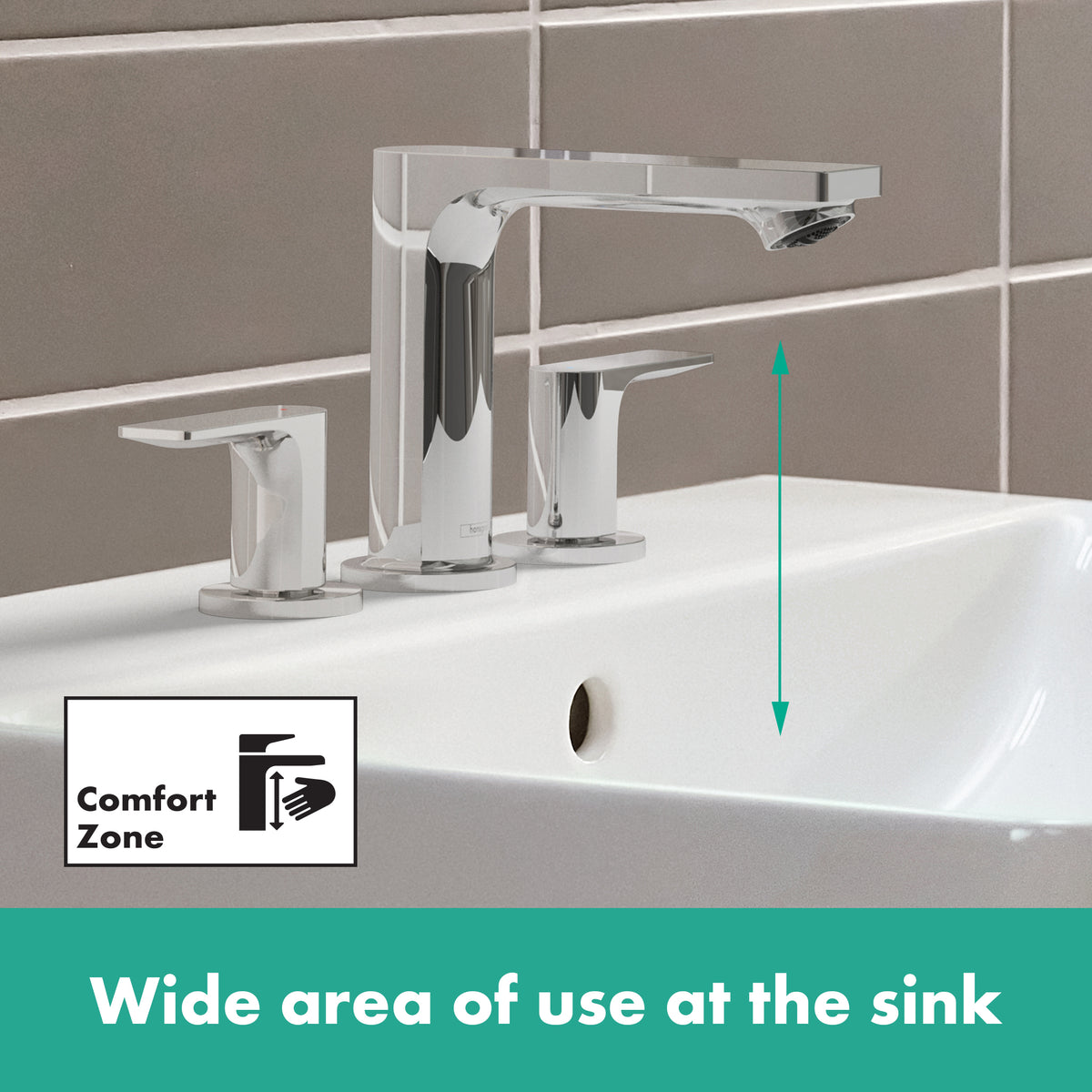 HANSGROHE 72532671 Rebris E Widespread Faucet 110 with Pop-Up Drain, 1.2 GPM - Matte Black