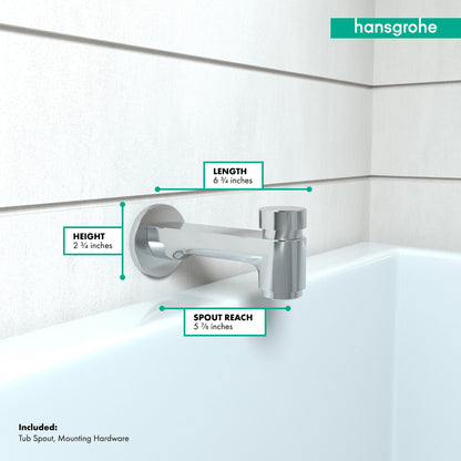 HANSGROHE 14414001 Chrome Metris S Modern Tub Spout