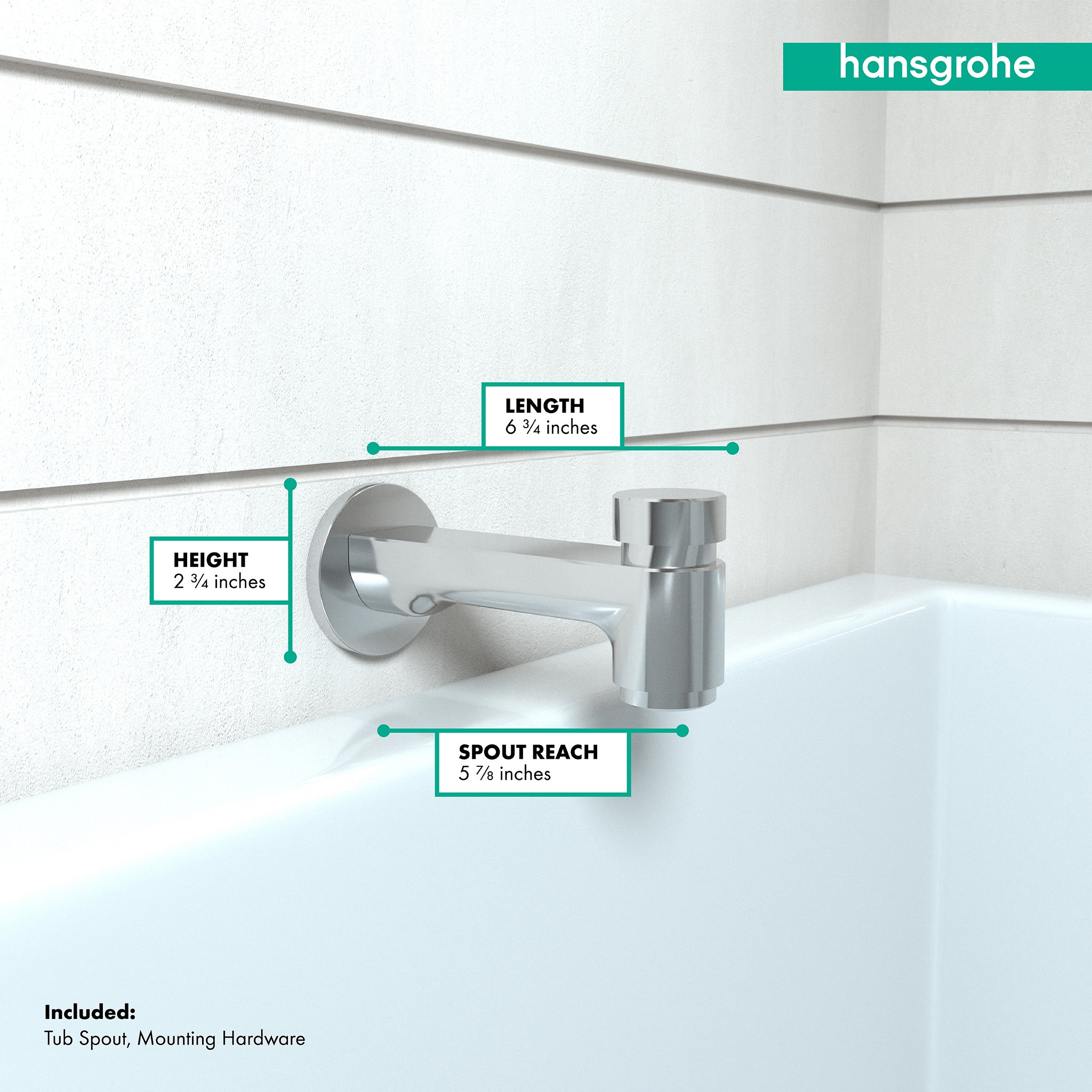 HANSGROHE 14414001 Metris S Tub Spout with Diverter - Chrome