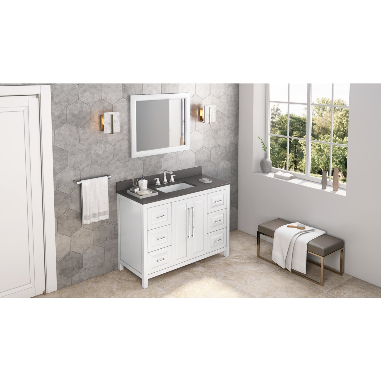 JEFFREY ALEXANDER VN2CAD-48-WH-NT 48" White Cade Vanity - White