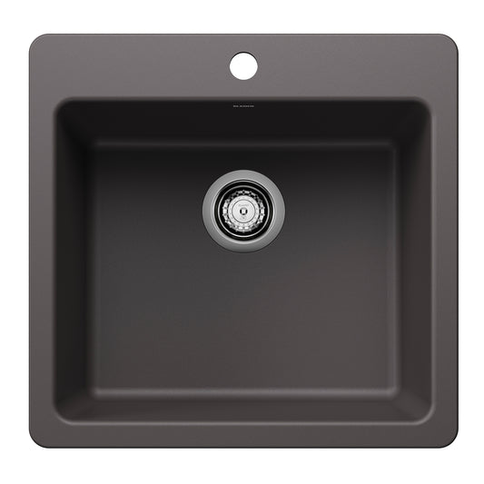 BLANCO 443228 Liven Liven SILGRANIT 21" Single Bowl Dual Mount Kitchen Sink - Cinder in Cinder