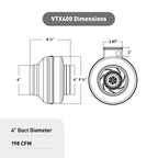 PANASONIC VTX400 Atmosphere Corded In-line Fan, 200 CFM
