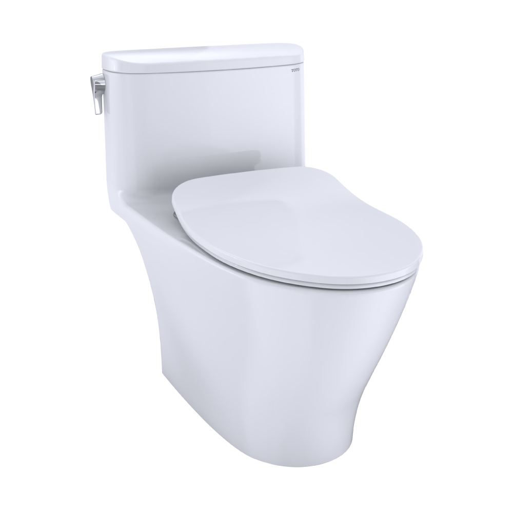 TOTO MS642234CEFG#01 Nexus One-Piece Elongated 1.28 GPF Universal Height Toilet with CEFIONTECT and SS234 SoftClose Seat , Cotton White