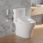 TOTO MW4363084CEMFGN#01 Washlet+ Aquia Iv Cube Two-Piece Elongated Dual Flush 1.28 And 0.9 Gpf Toilet With C5 Bidet Seat - Cotton White