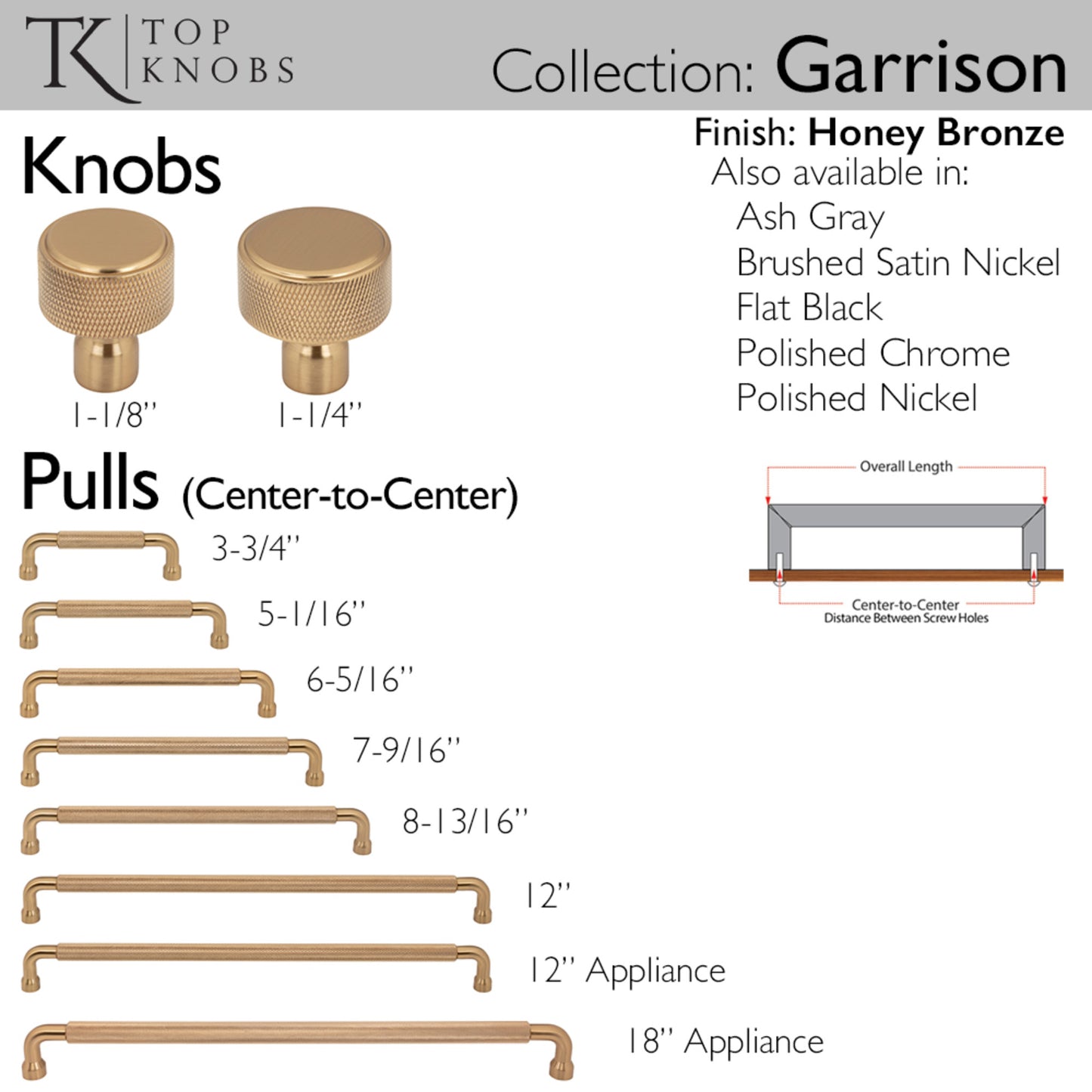 TOP KNOBS TK3265HB Garrison 7 9/16" Center to Center Bar Pull - Honey Bronze