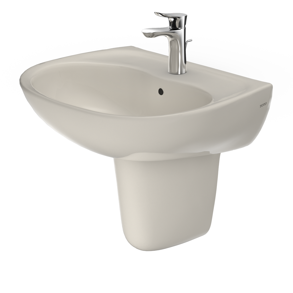 TOTO LHT241G#12 Supreme Oval Wall-Mount Bathroom Sink With Cefiontect And Shroud For Single Hole Faucets - Sedona Beige