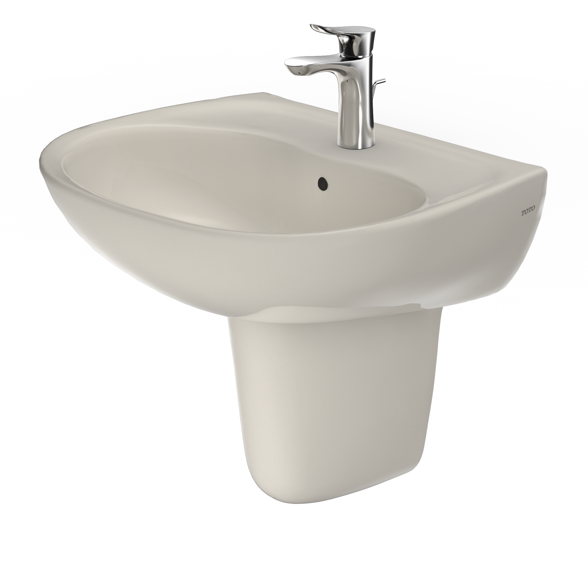 TOTO LHT241G#12 Supreme Oval Wall-Mount Bathroom Sink With Cefiontect And Shroud For Single Hole Faucets - Sedona Beige