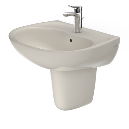 TOTO LHT241G#12 Supreme Oval Wall-Mount Bathroom Sink With Cefiontect And Shroud For Single Hole Faucets - Sedona Beige