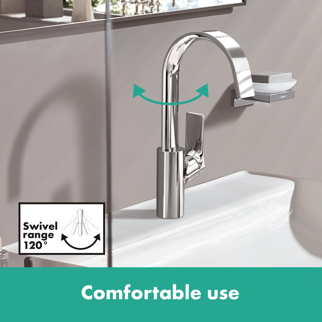 HANSGROHE 75030821 Vivenis Single-hole Faucet 210 with Swivel Spout and Pop-Up Drain, 1.2 GPM - Brushed Nickel