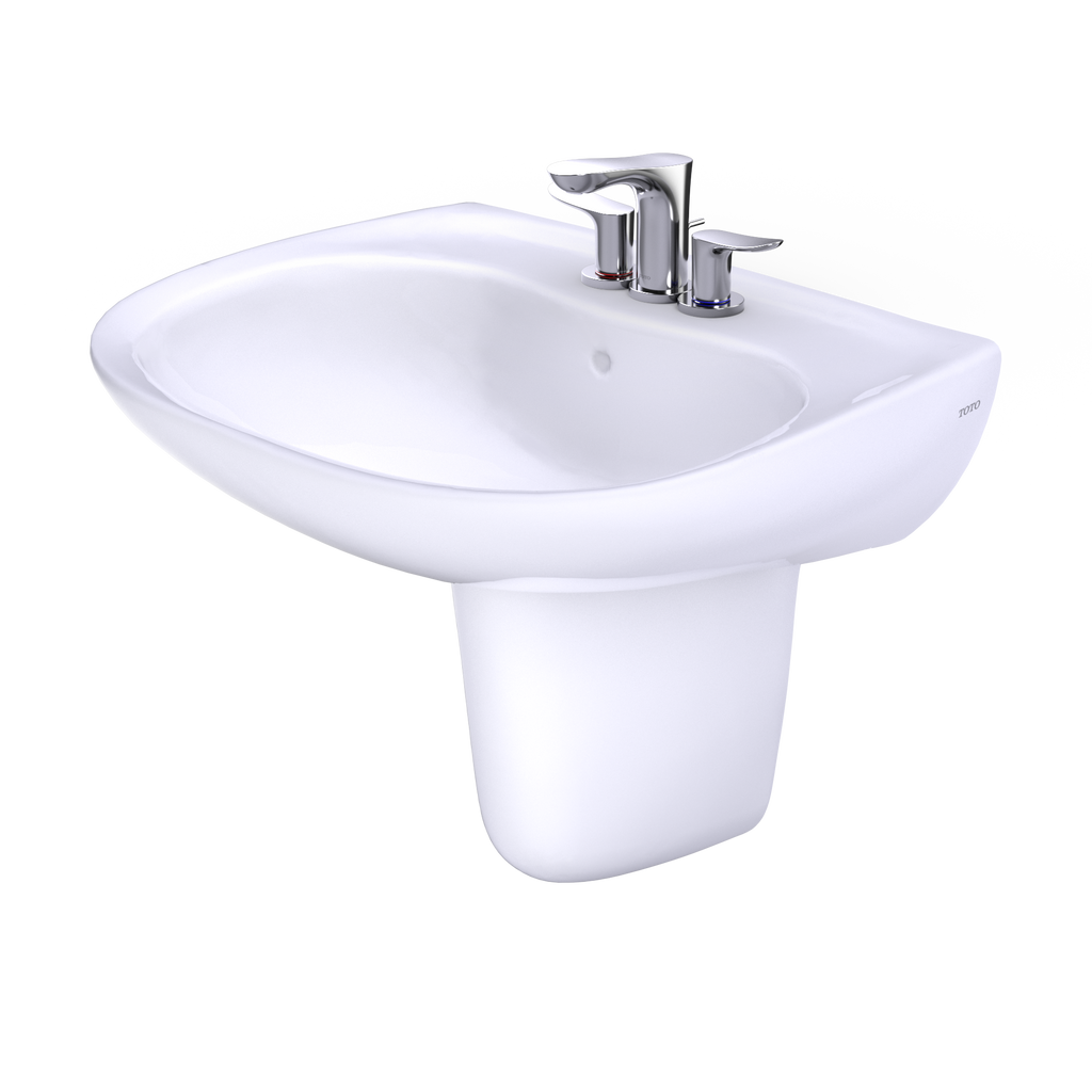 TOTO LHT242.4G#01 Prominence Oval Wall-Mount Bathroom Sink With Cefiontect And Shroud For 4 Inch Center Faucets - Cotton White
