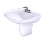 TOTO LHT242.4G#01 Prominence Oval Wall-Mount Bathroom Sink With Cefiontect And Shroud For 4 Inch Center Faucets - Cotton White