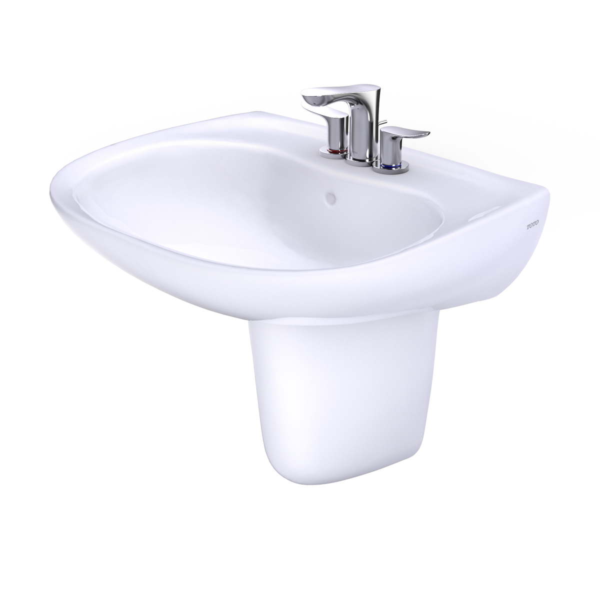 TOTO LHT242.4G#01 Prominence Oval Wall-Mount Bathroom Sink With Cefiontect And Shroud For 4 Inch Center Faucets - Cotton White